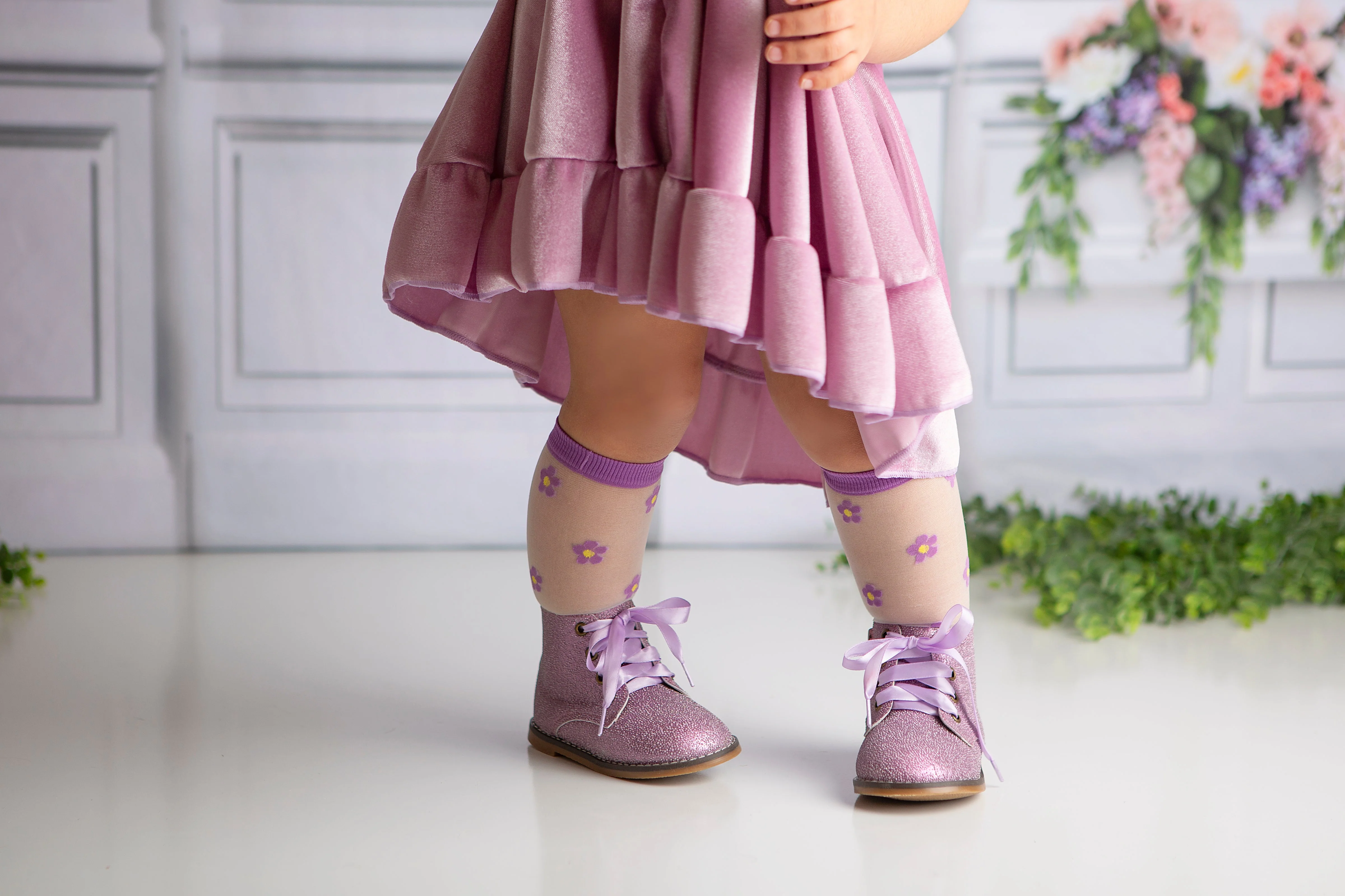 ELIZE LAVENDER WILDFLOWER TWIRL DRESS