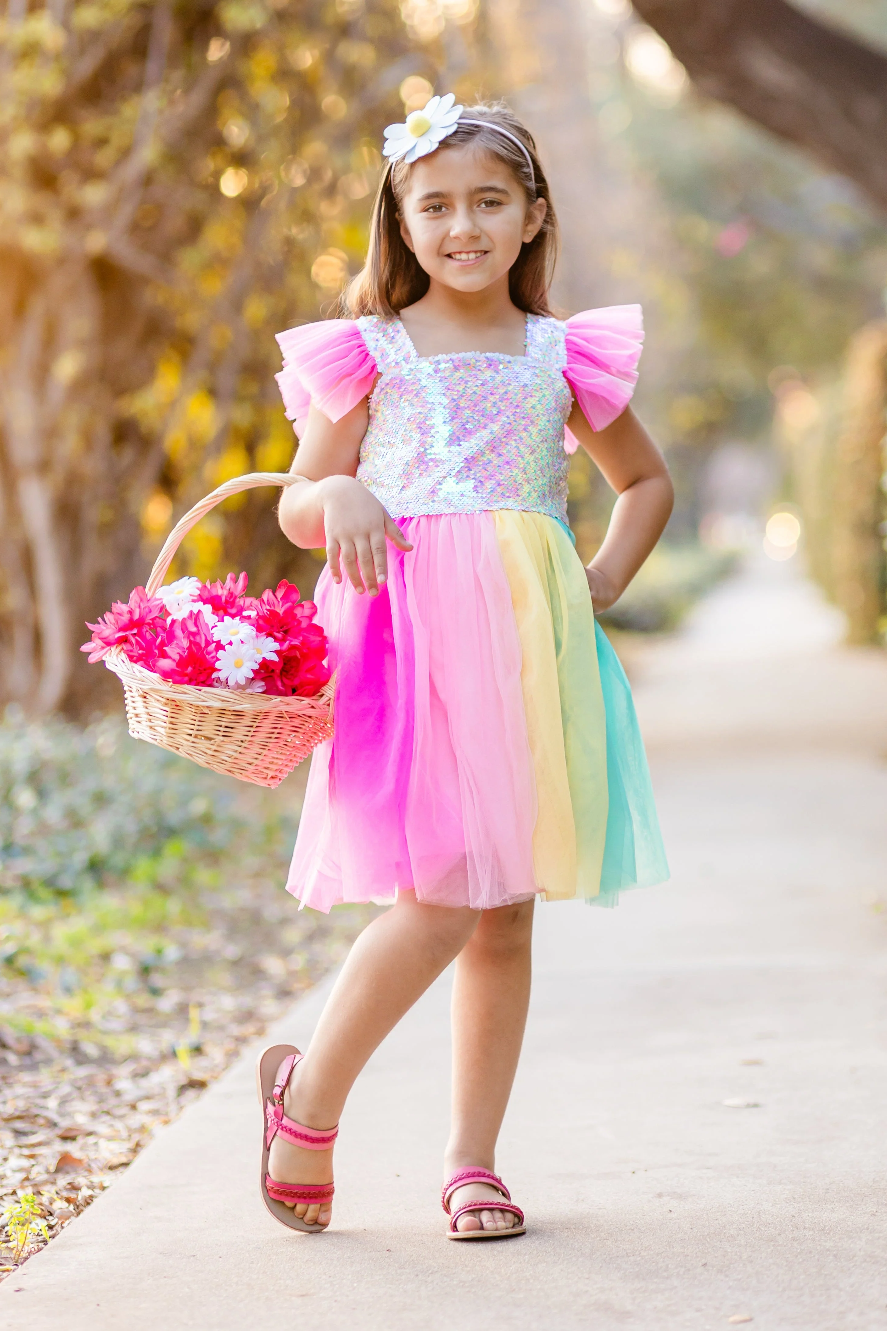 SPRING RAINBOW SPARKLE TUTU DRESS