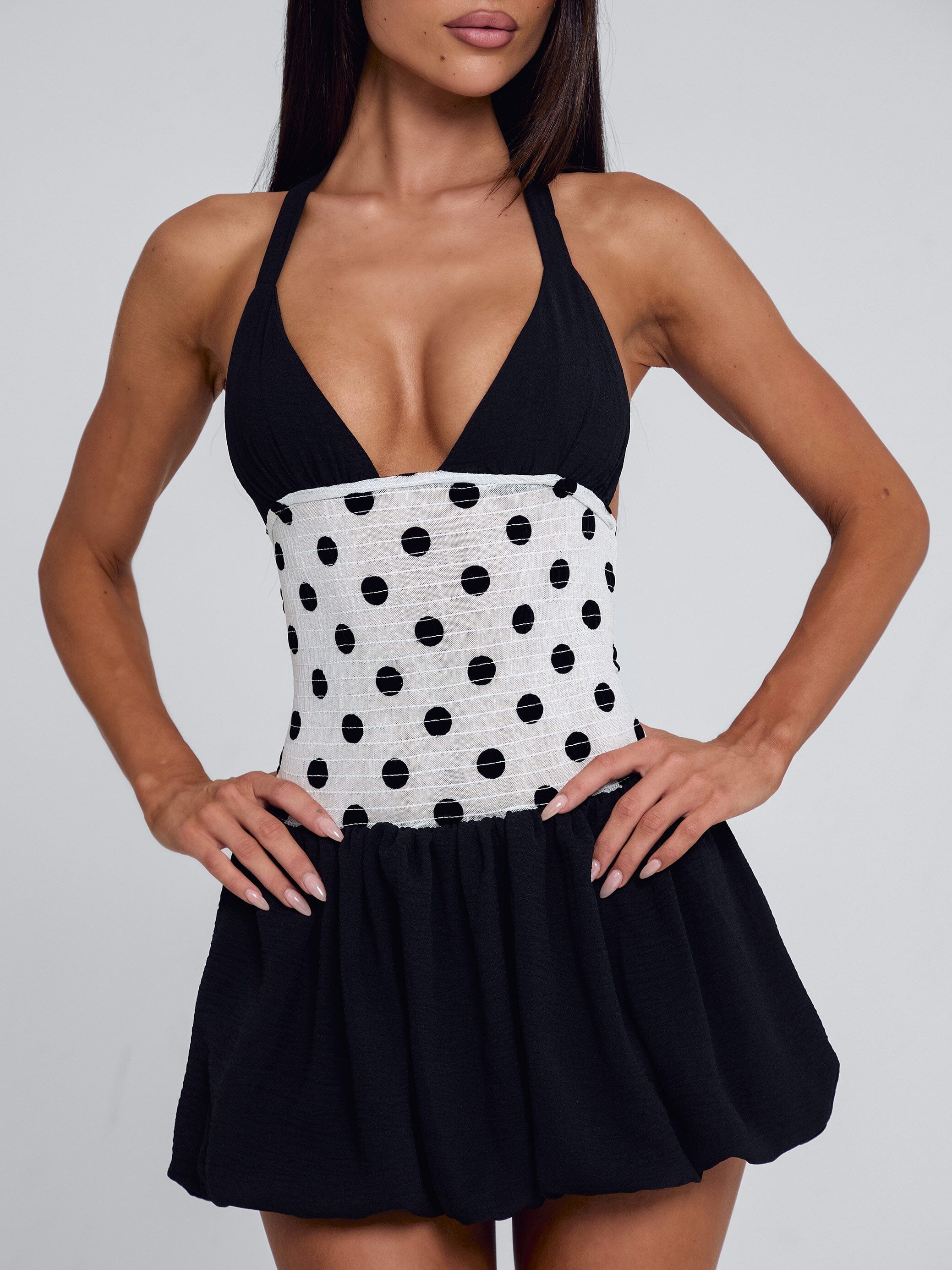 ROSLEIGH MINI DRESS BLACK AND WHITE
