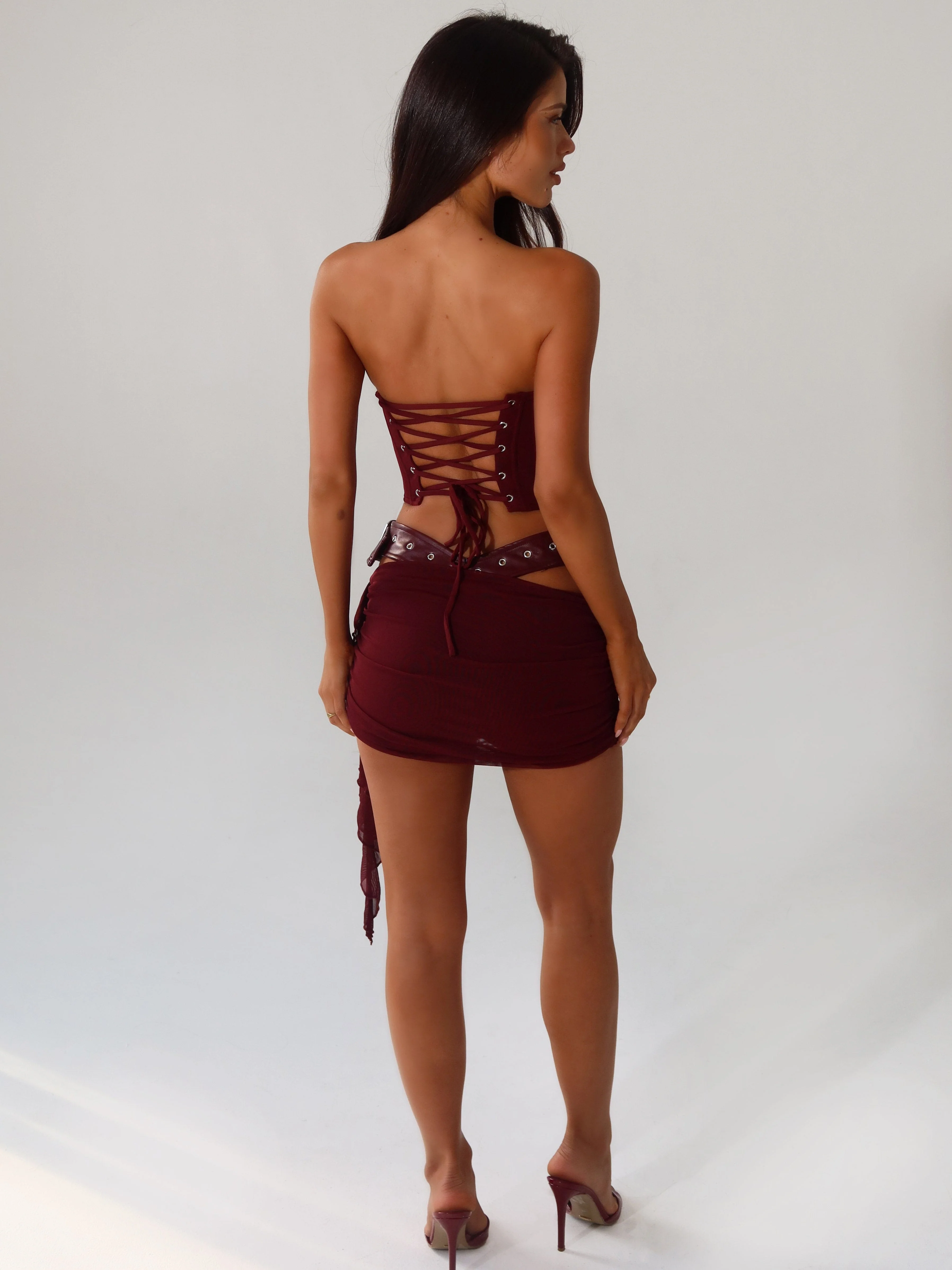 DESIREE MINI DRESS BURGUNDY
