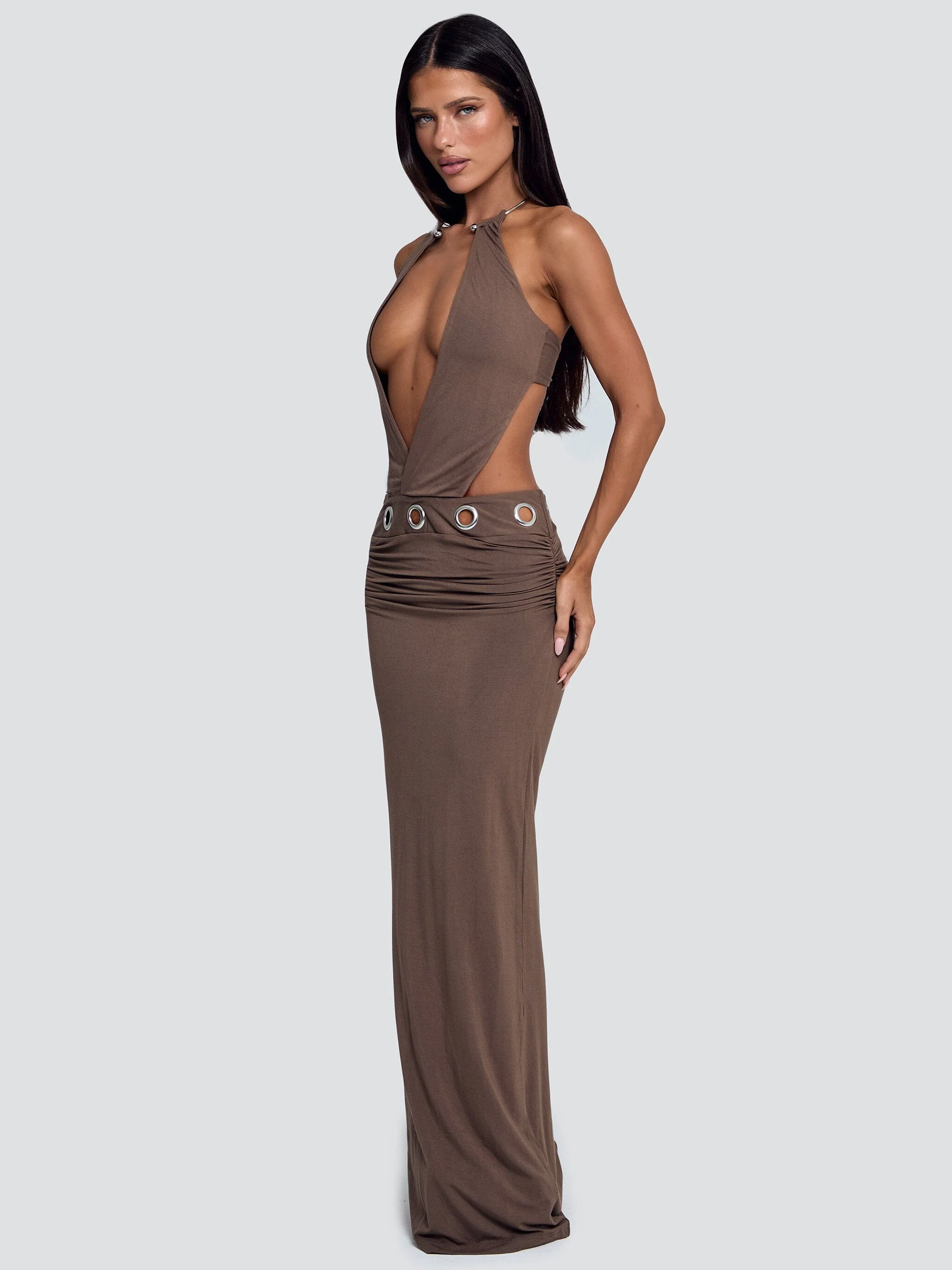 BELLINA MAXI DRESS BROWN