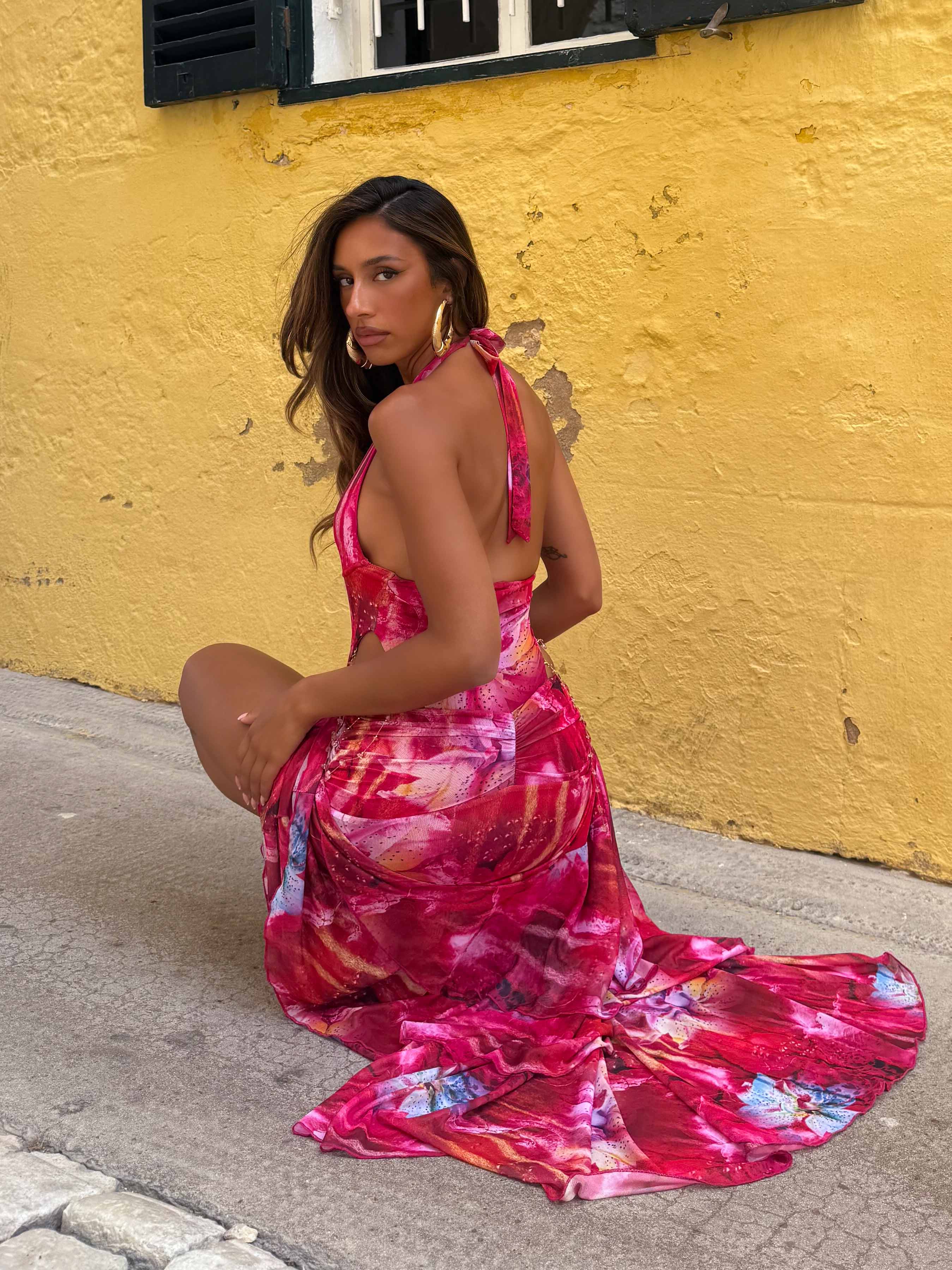 OLIVI MAXI DRESS CRIMSON LILY