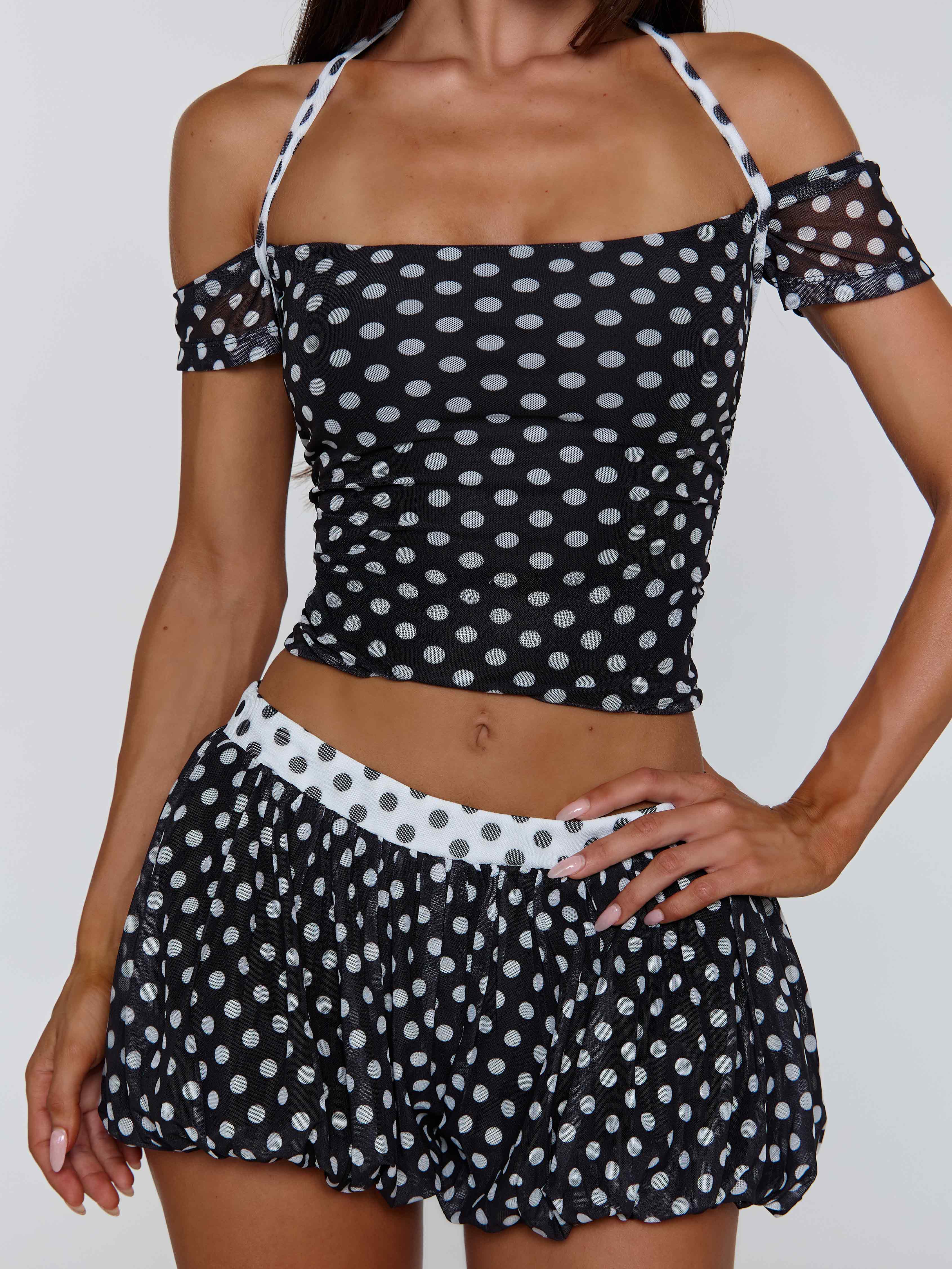 MARLOWE SHORTS BLACK POLKA DOT