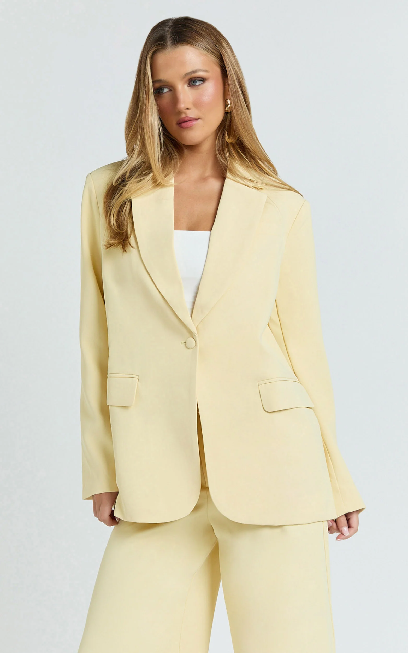 Selena Blazer - Boxy Single Breasted Blazer in Lemon