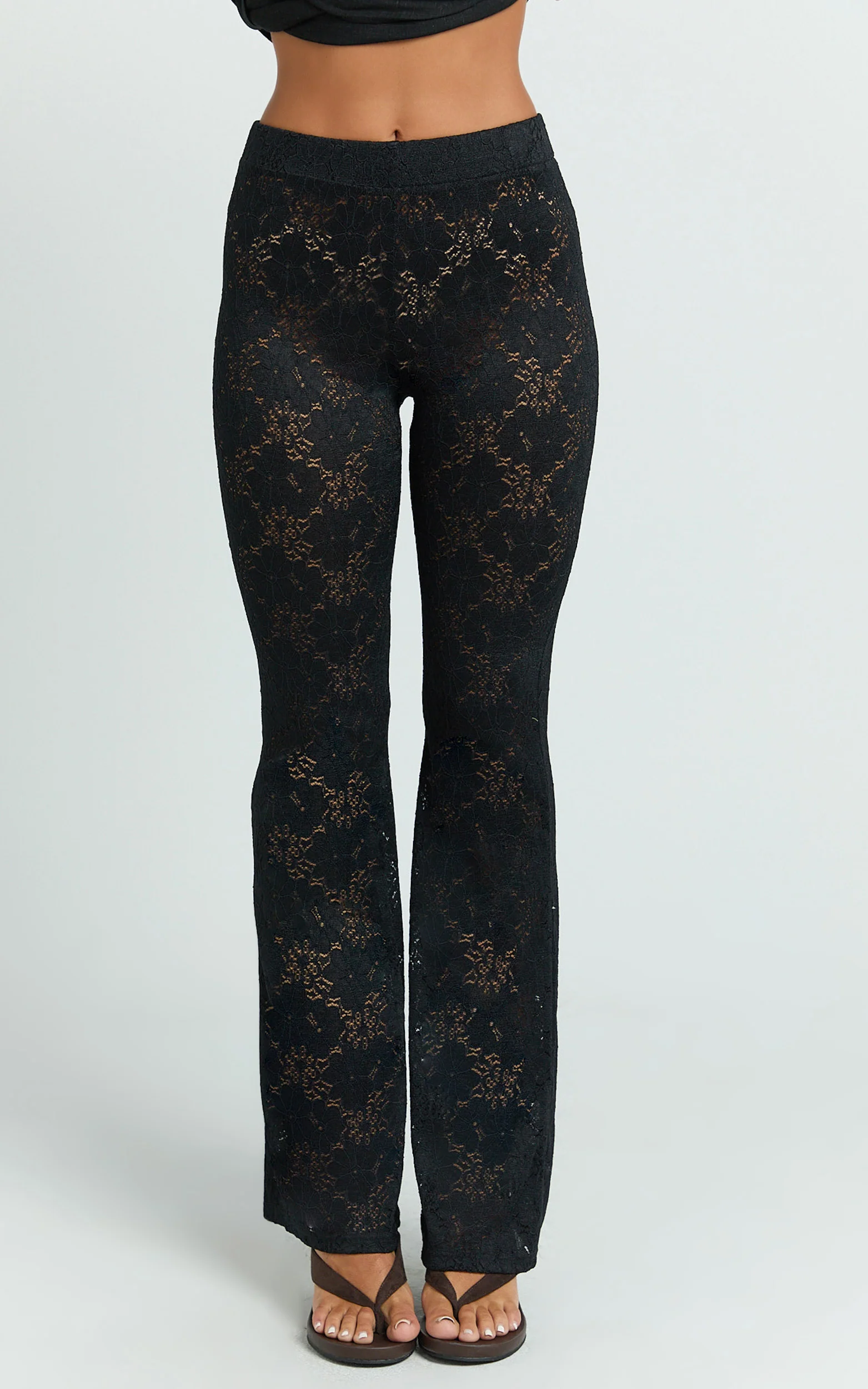 Lila Pants - Bootleg Lace Pants in Black