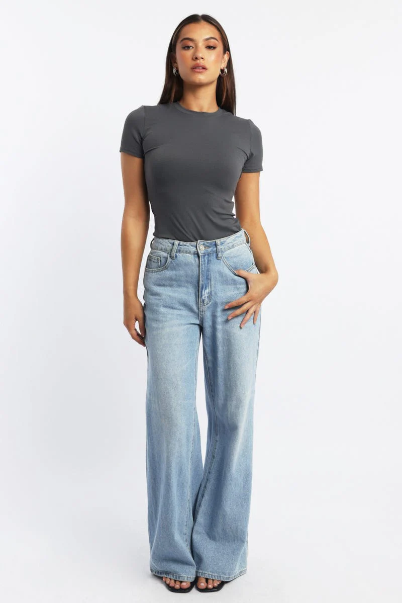 Grey T-Shirt Short Sleeve Crew Neck Supersoft