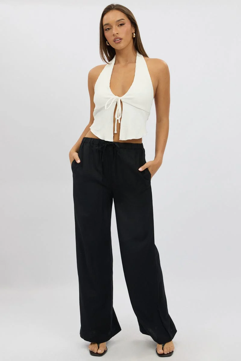Black Wide Leg Pants Elasticated Waist