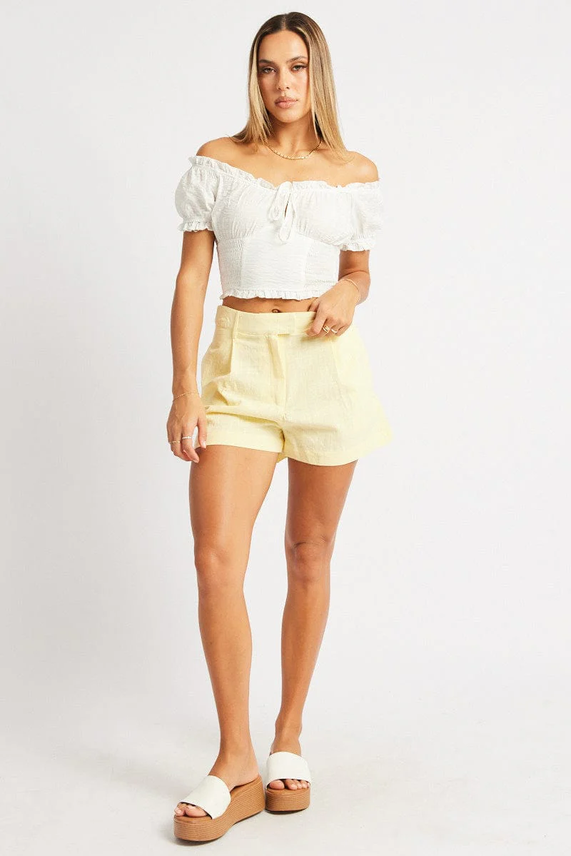 Yellow Shorts Mid Rise