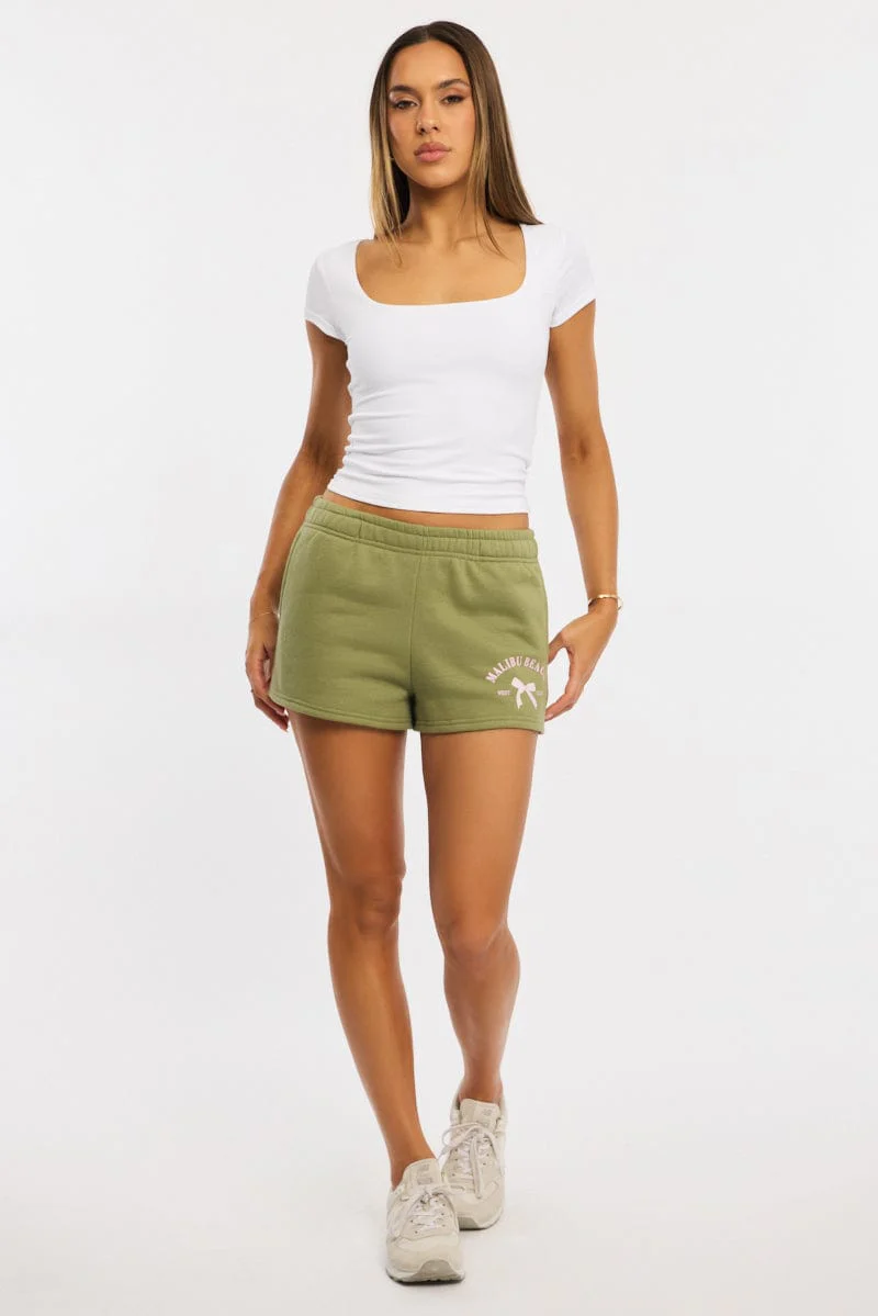Green Track Short Elasticated Waist