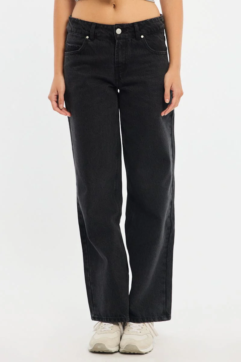 Black Baggy Jeans Low Rise