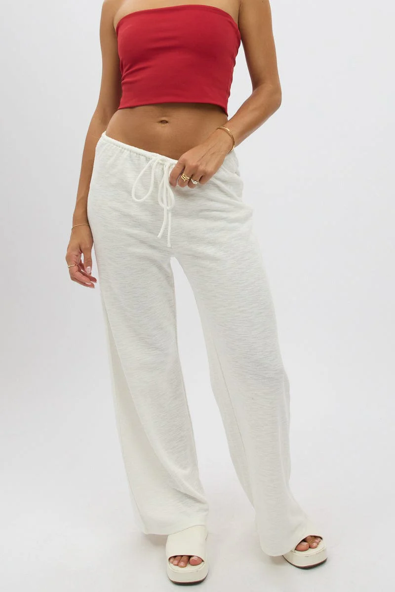 White Wide Leg Pants Low Rise