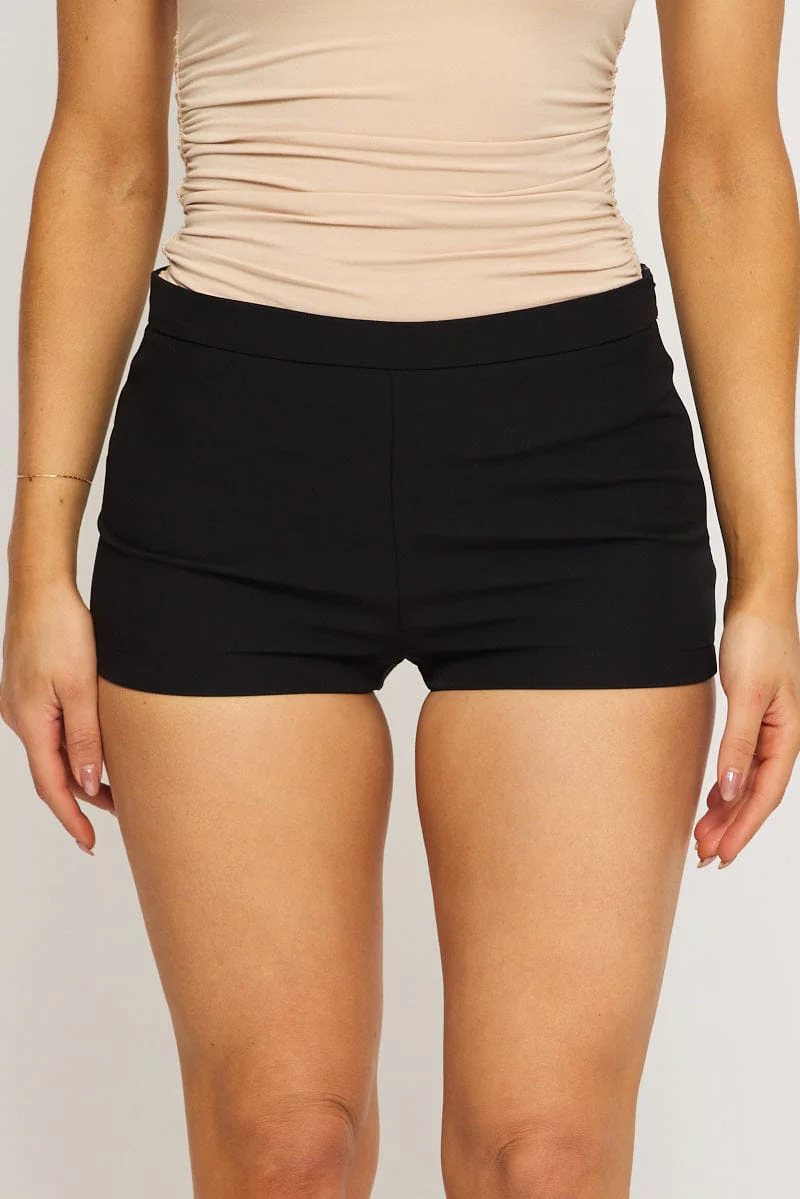 Black Shorts Mid Rise