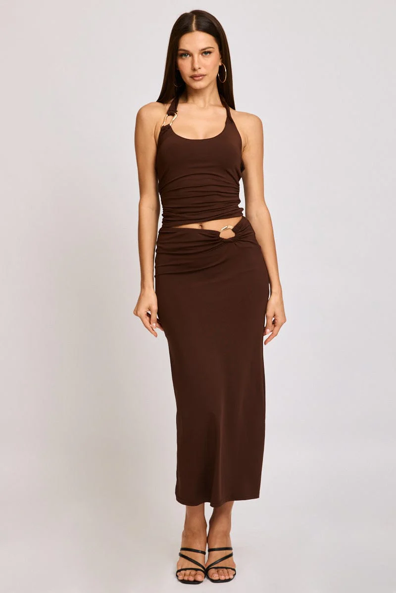Brown Halter Neck Top