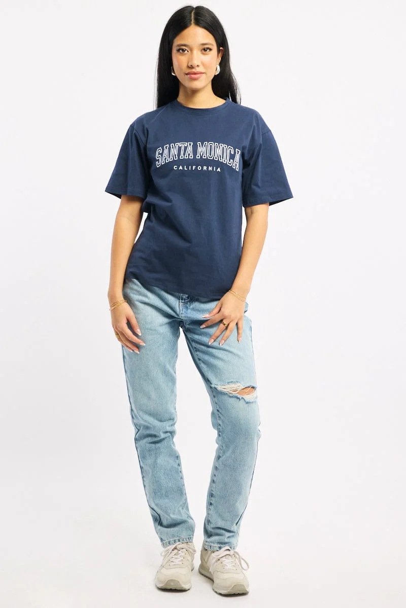 Blue Graphic Tee Short Sleeve