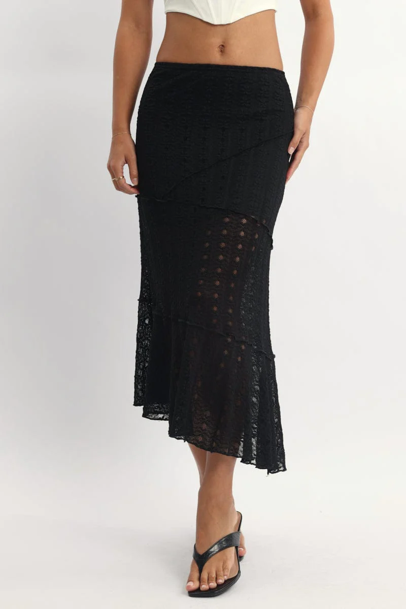 Black Lace Midi Skirt