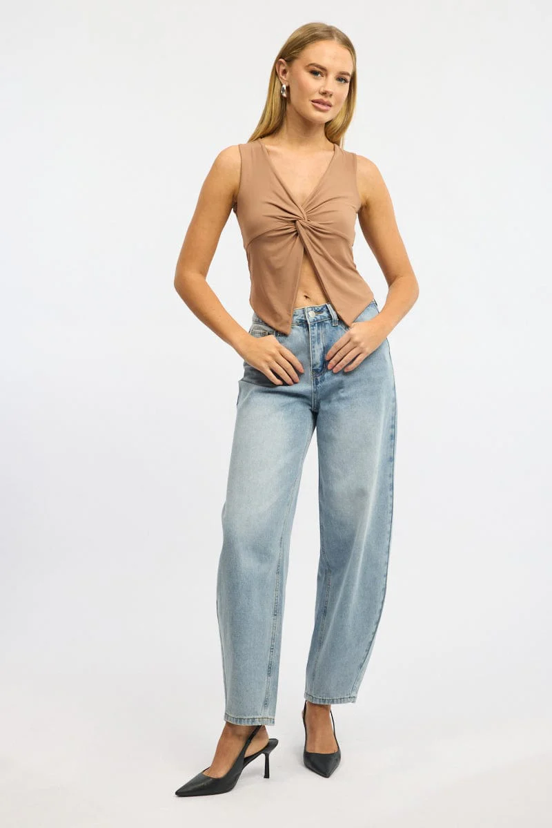 Brown Crossover Top Sleeveless