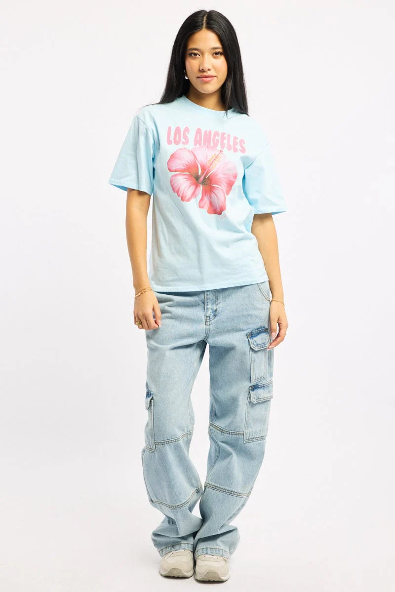 Blue Graphic Tee Short Sleeve