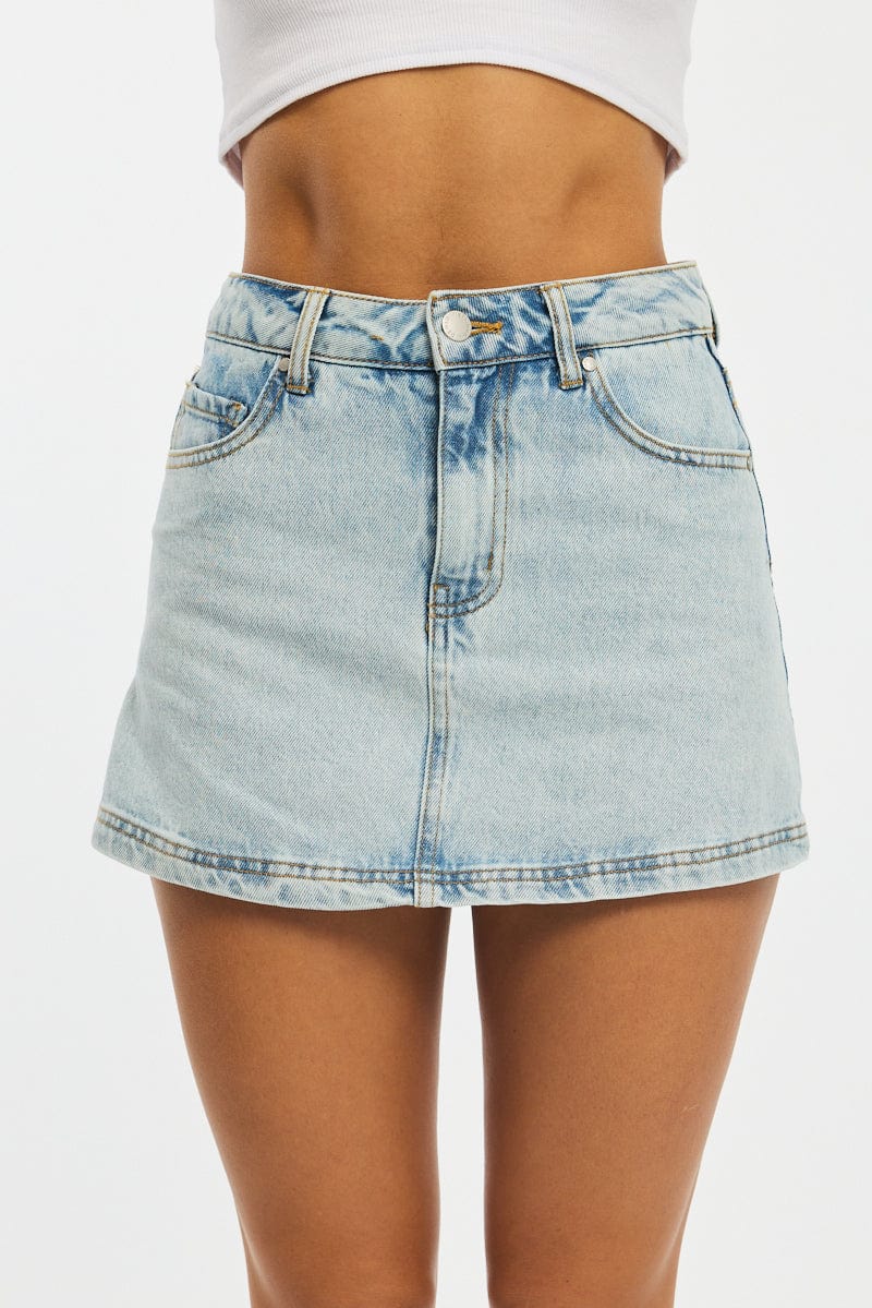 Denim Mini Skorts High Rise