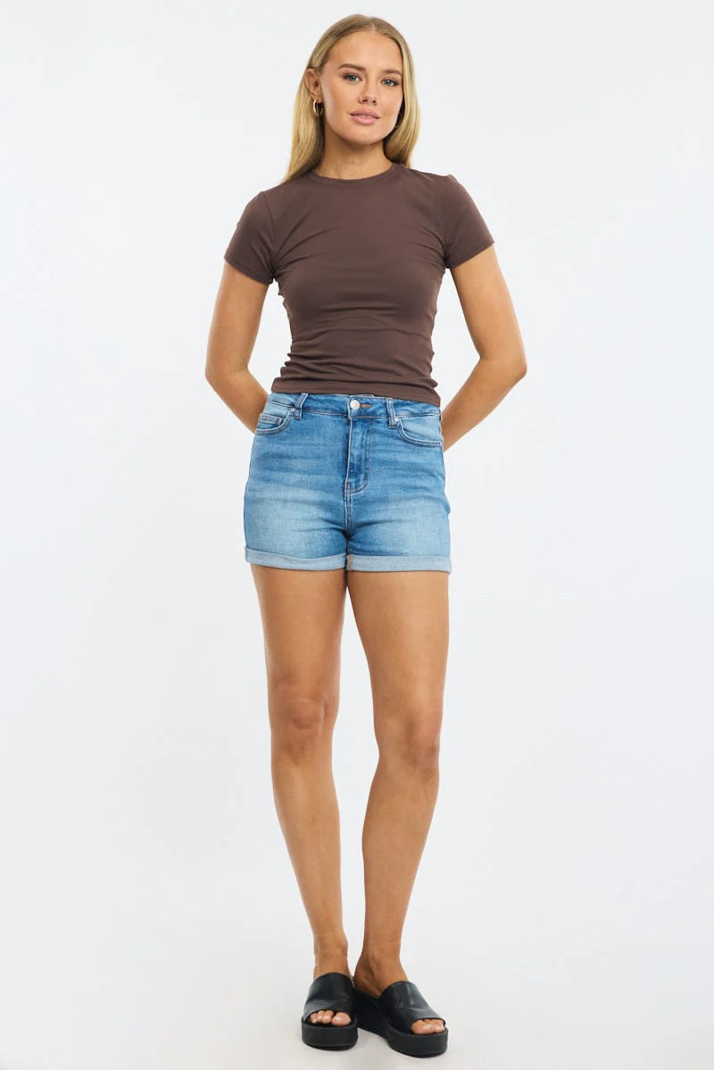 Brown Supersoft Crew Neck Short Sleeve