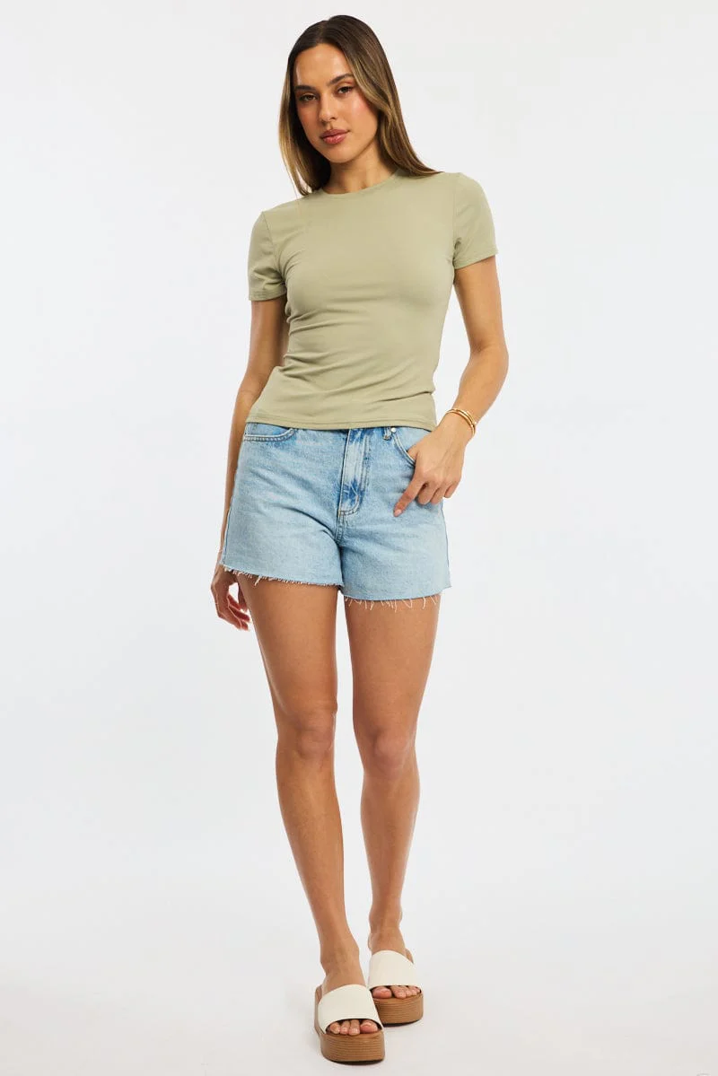 Green Supersoft Crew Neck Short Sleeve