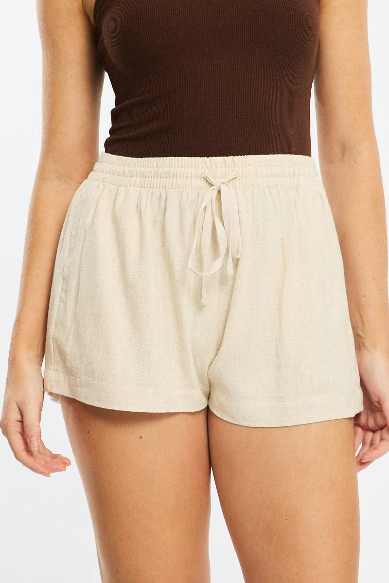 Beige Shorts Elasticated Waist