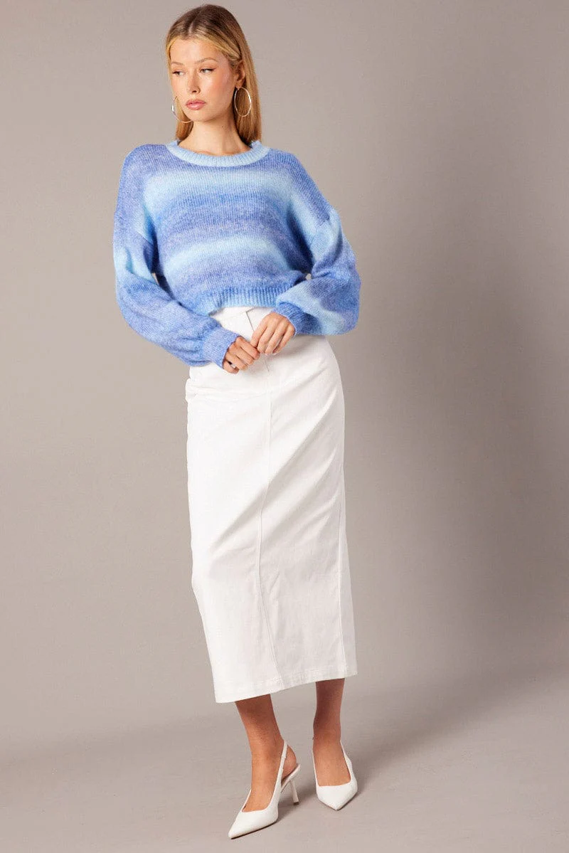 White Tailored Skirt Midi Mid Rise