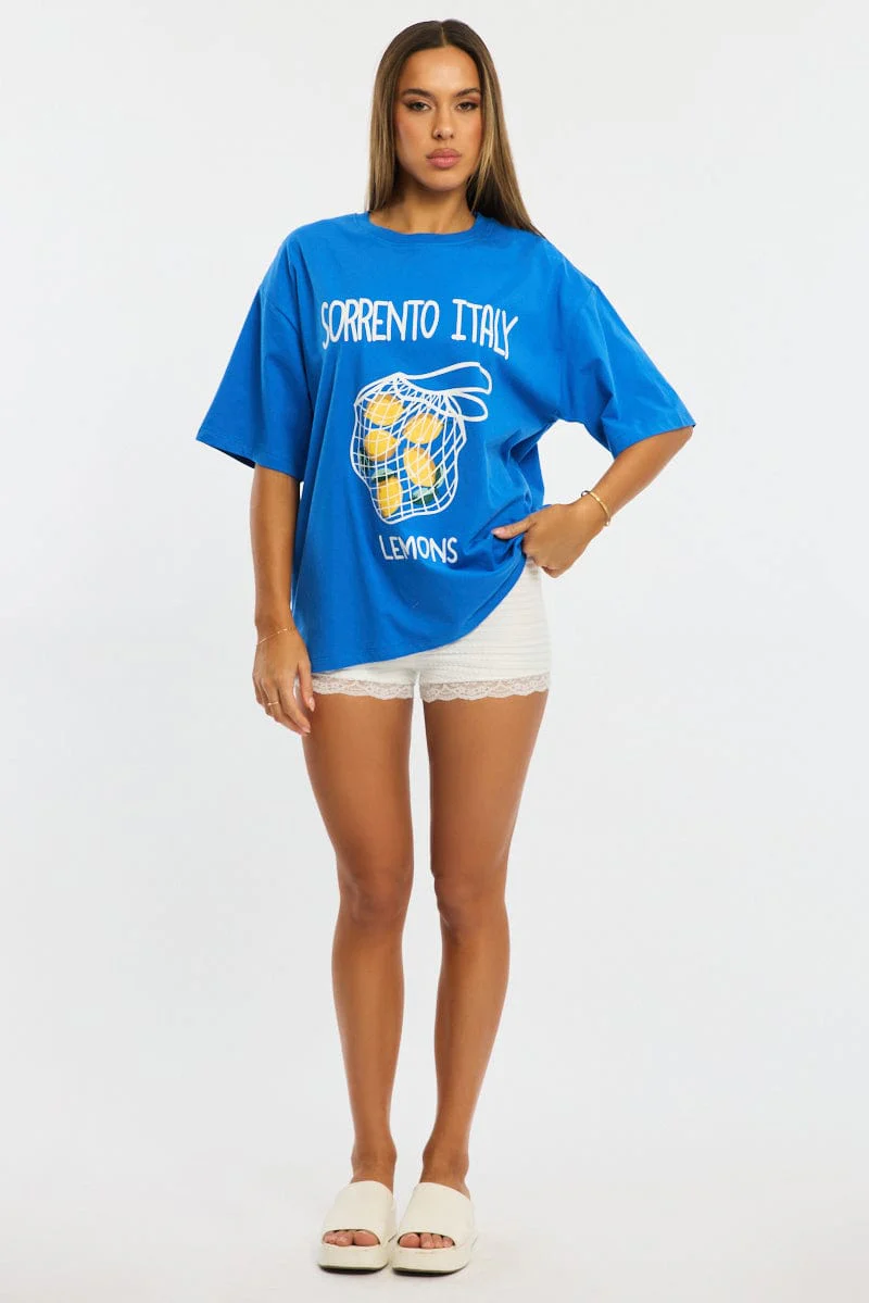 Blue Graphic Tee Short Sleeve