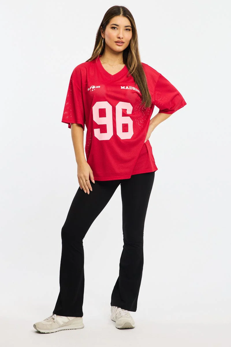 Red Sport Tee Short Sleeve