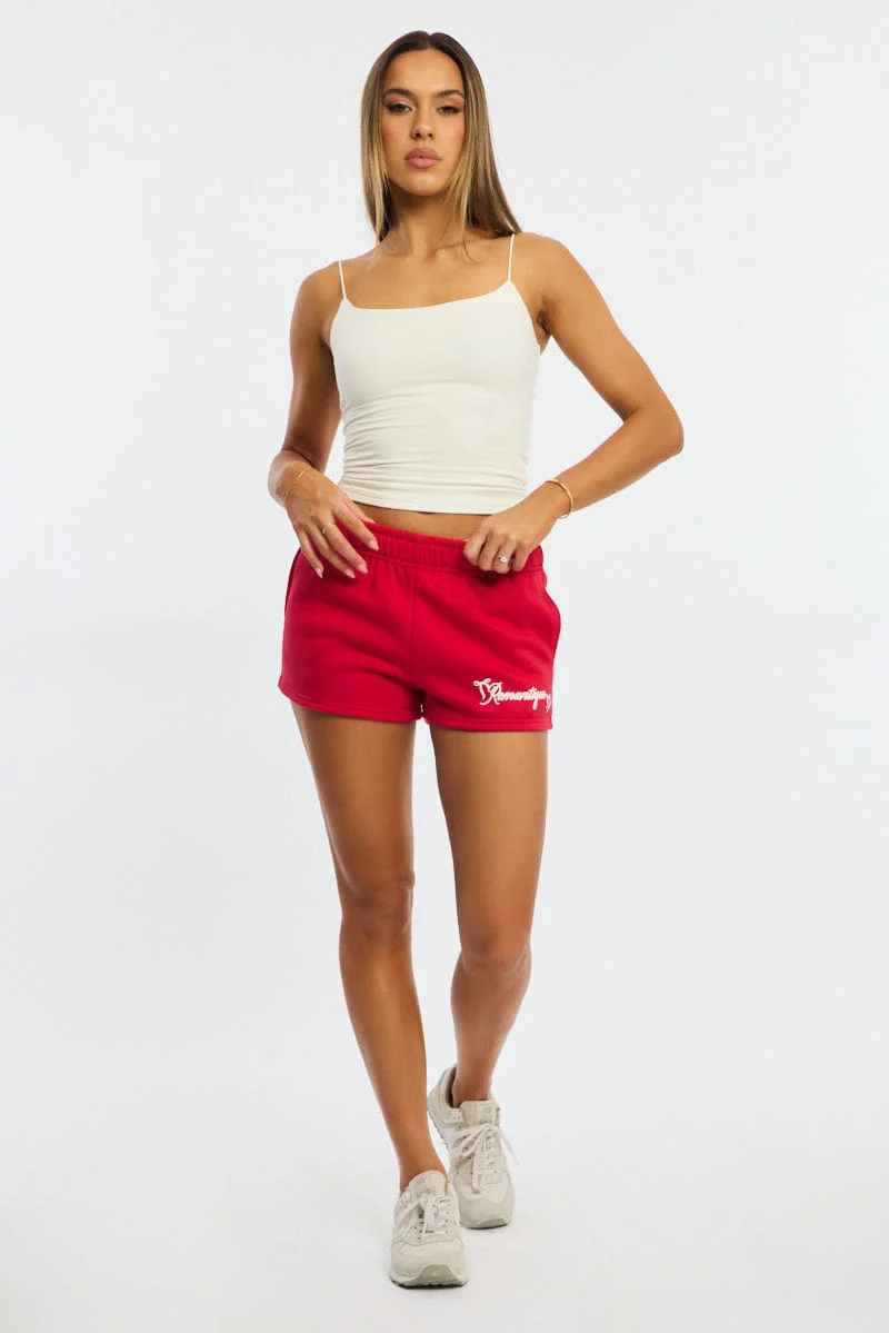 Red Track Short Elasticated Waist