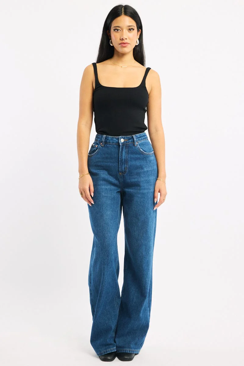 Black Tank Top Double Layered Rib