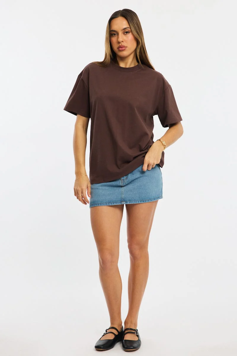 Brown Oversized Tee Short Sleeve