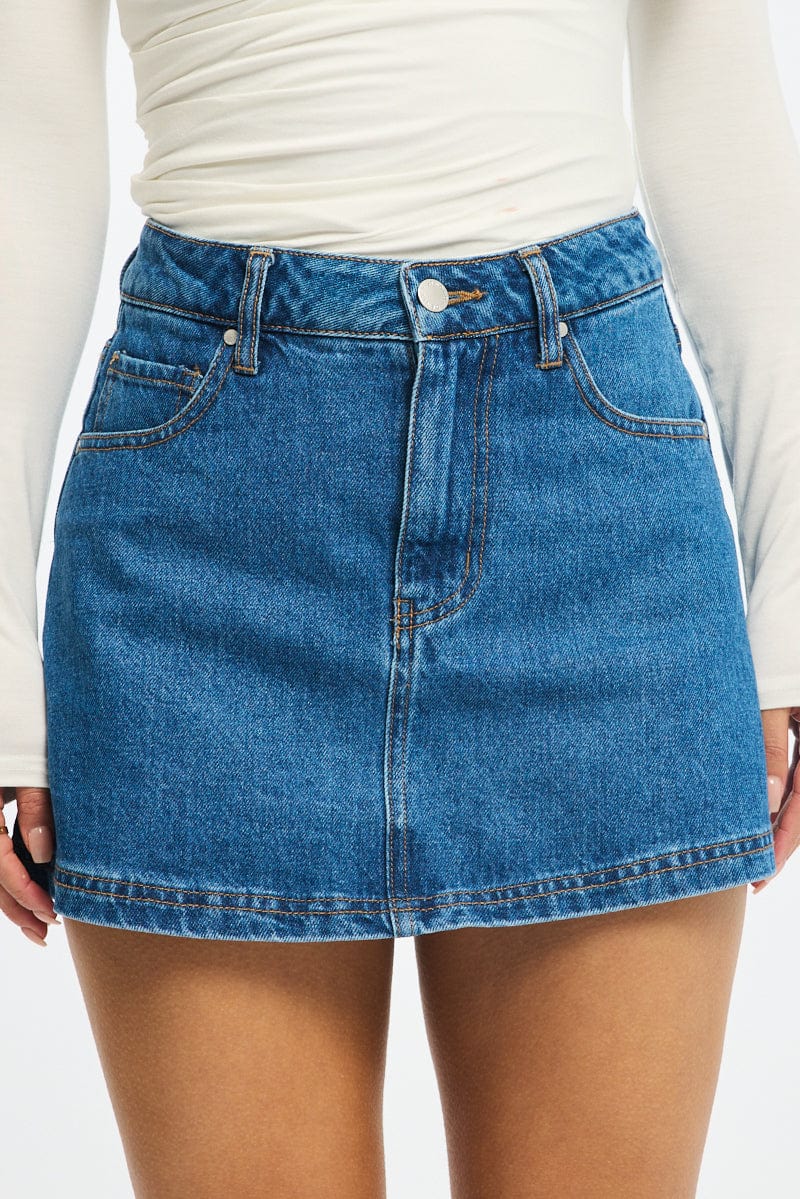 Denim Mini Skorts High Rise