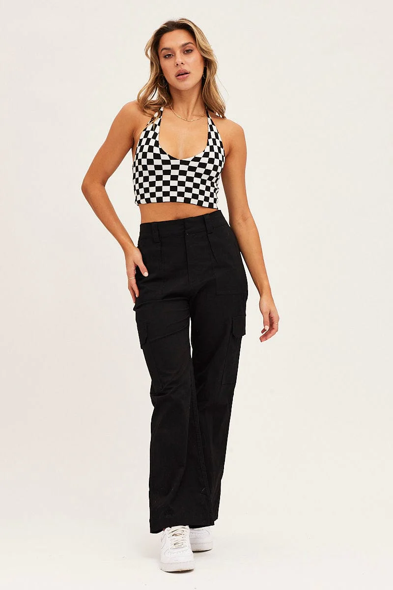 Check Knit Top Halter