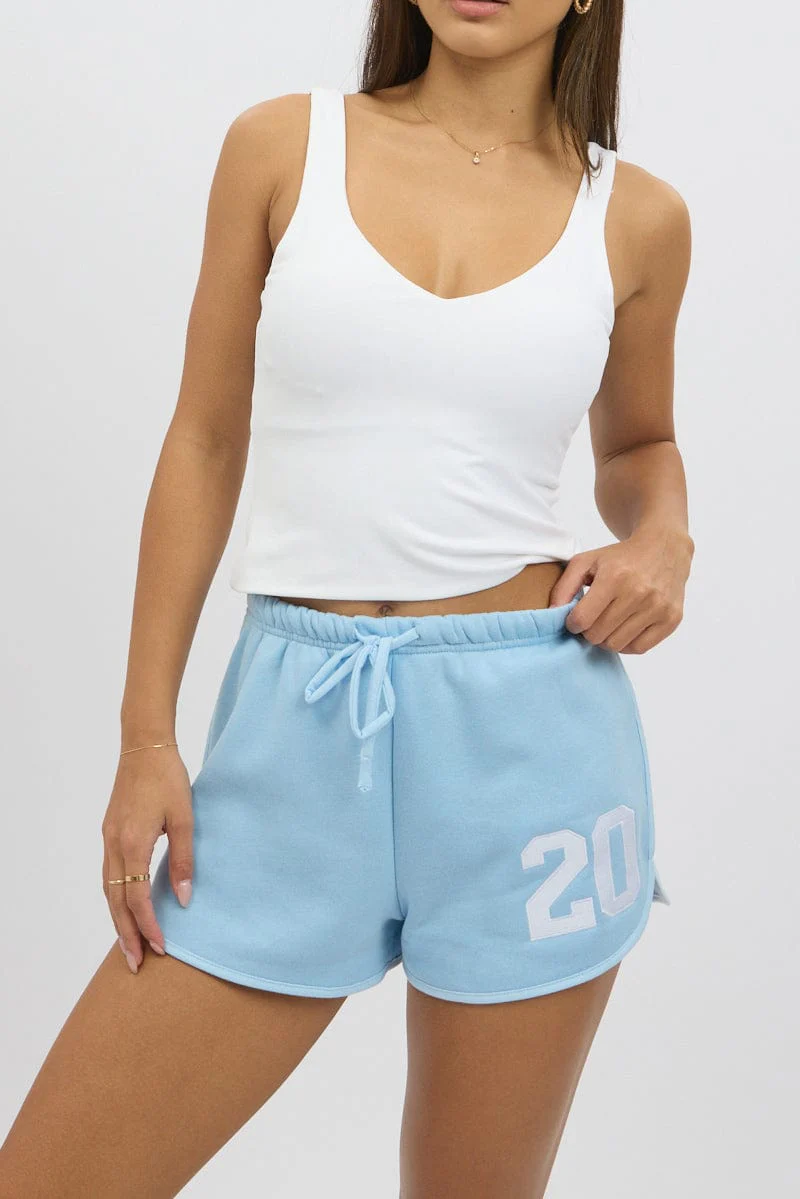 Blue Track Shorts Low Rise