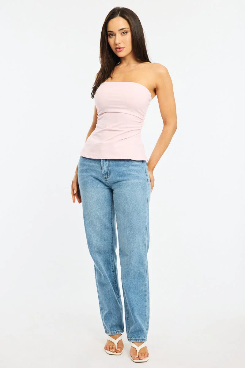 Pink Bandeau Top Side Split