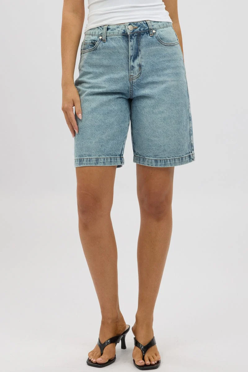 Denim Bermuda Jorts Mid Rise
