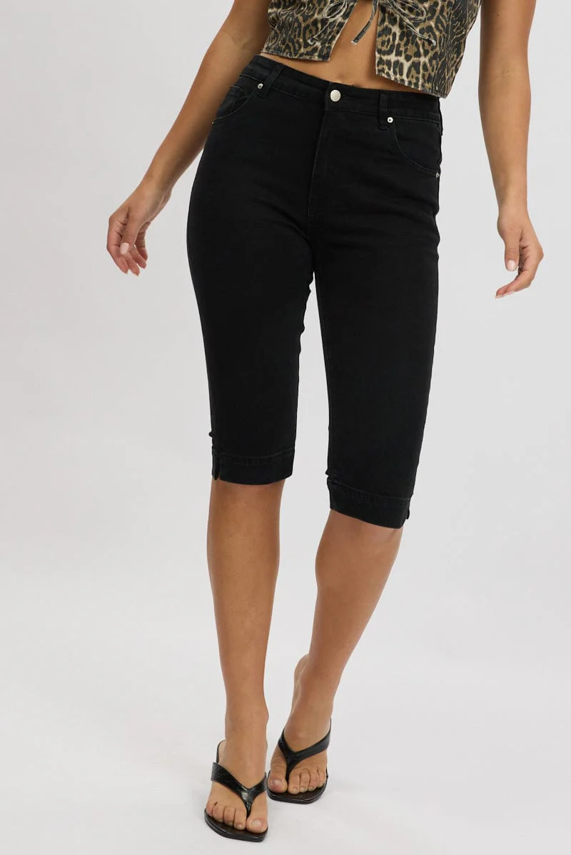 Black Capri Jeans Mid Rise