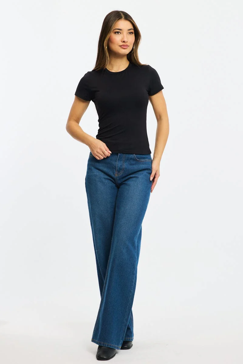 Black T-shirt Short Sleeve Crew Neck