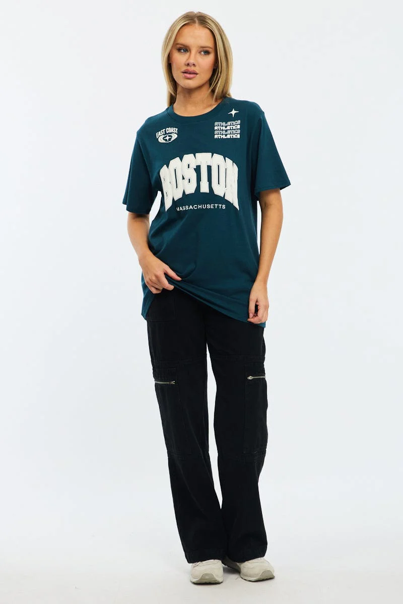 Blue Graphic Tee Short Sleeve