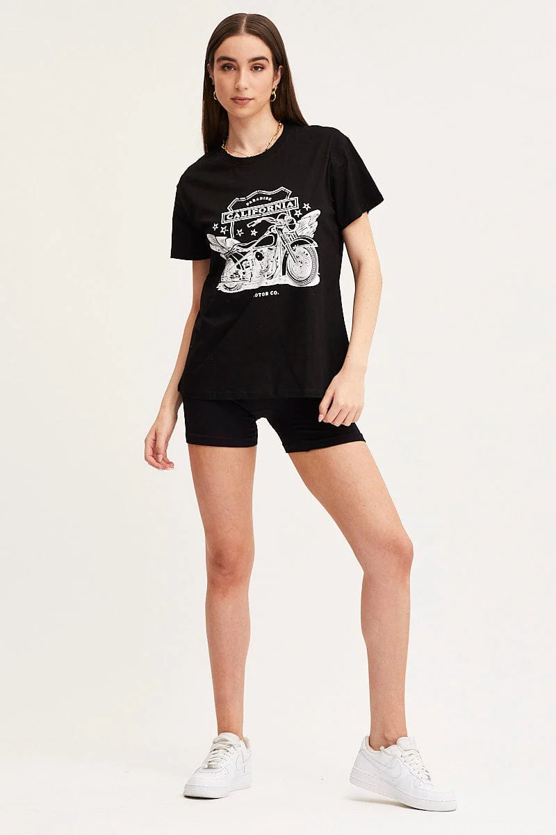 Black Graphic T-Shirt Short Sleeve