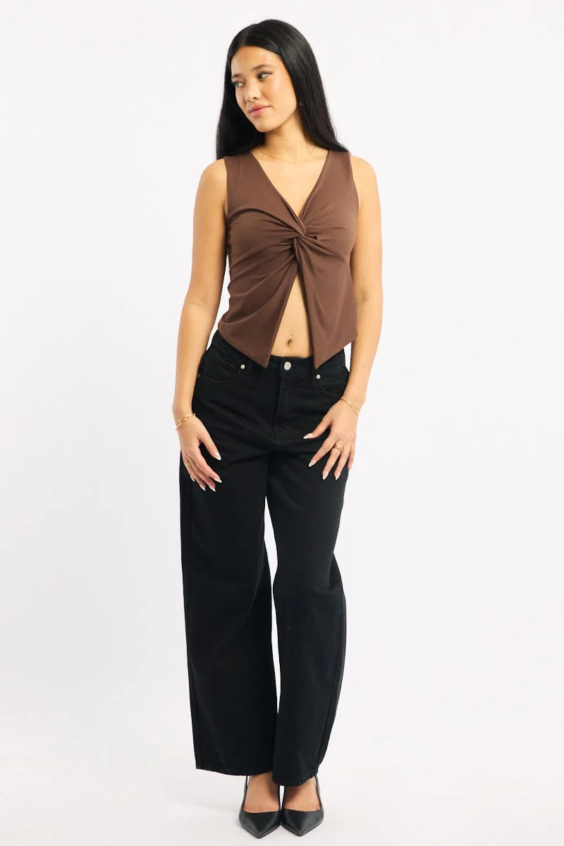 Brown Crossover Top Sleeveless