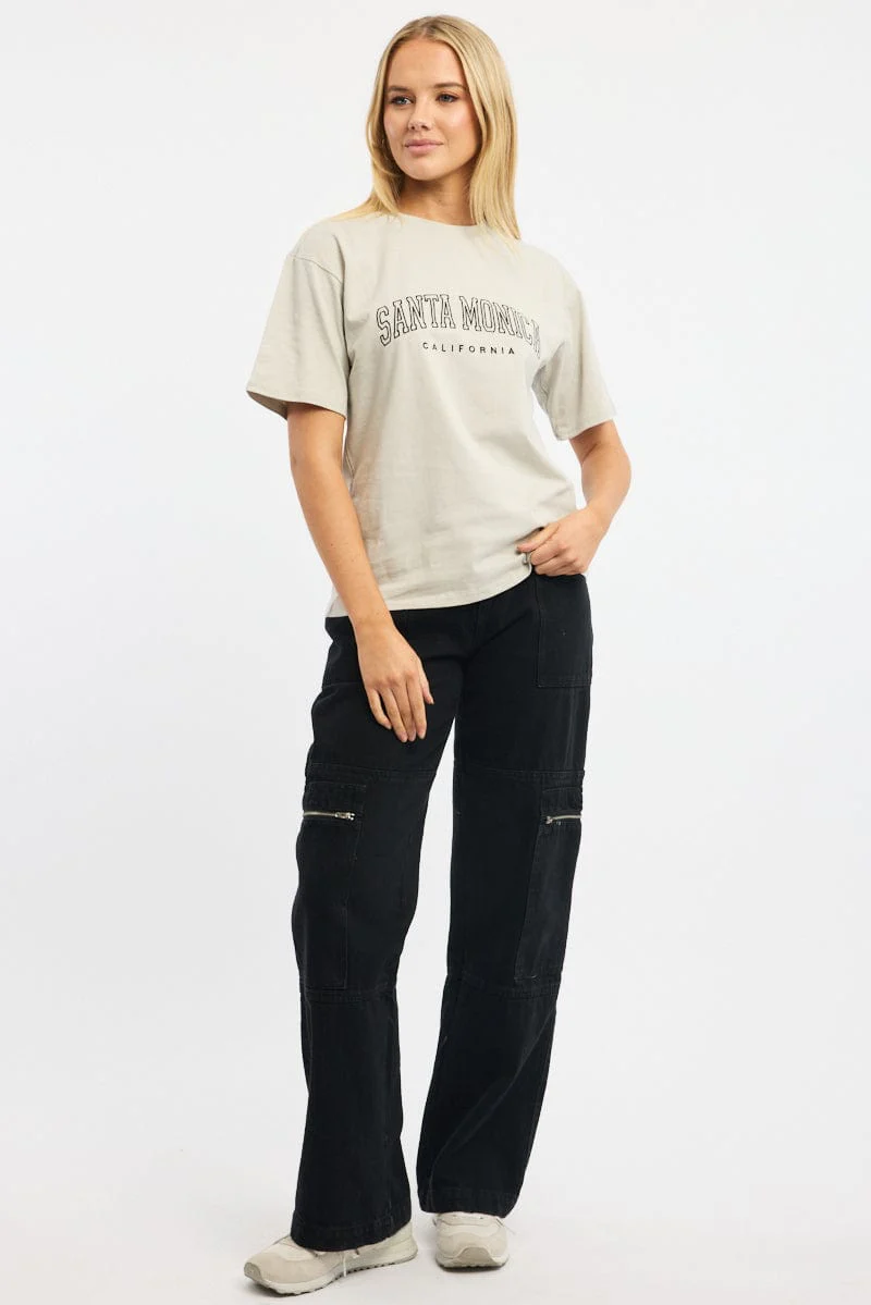 Grey Graphic Tee Short Sleeve