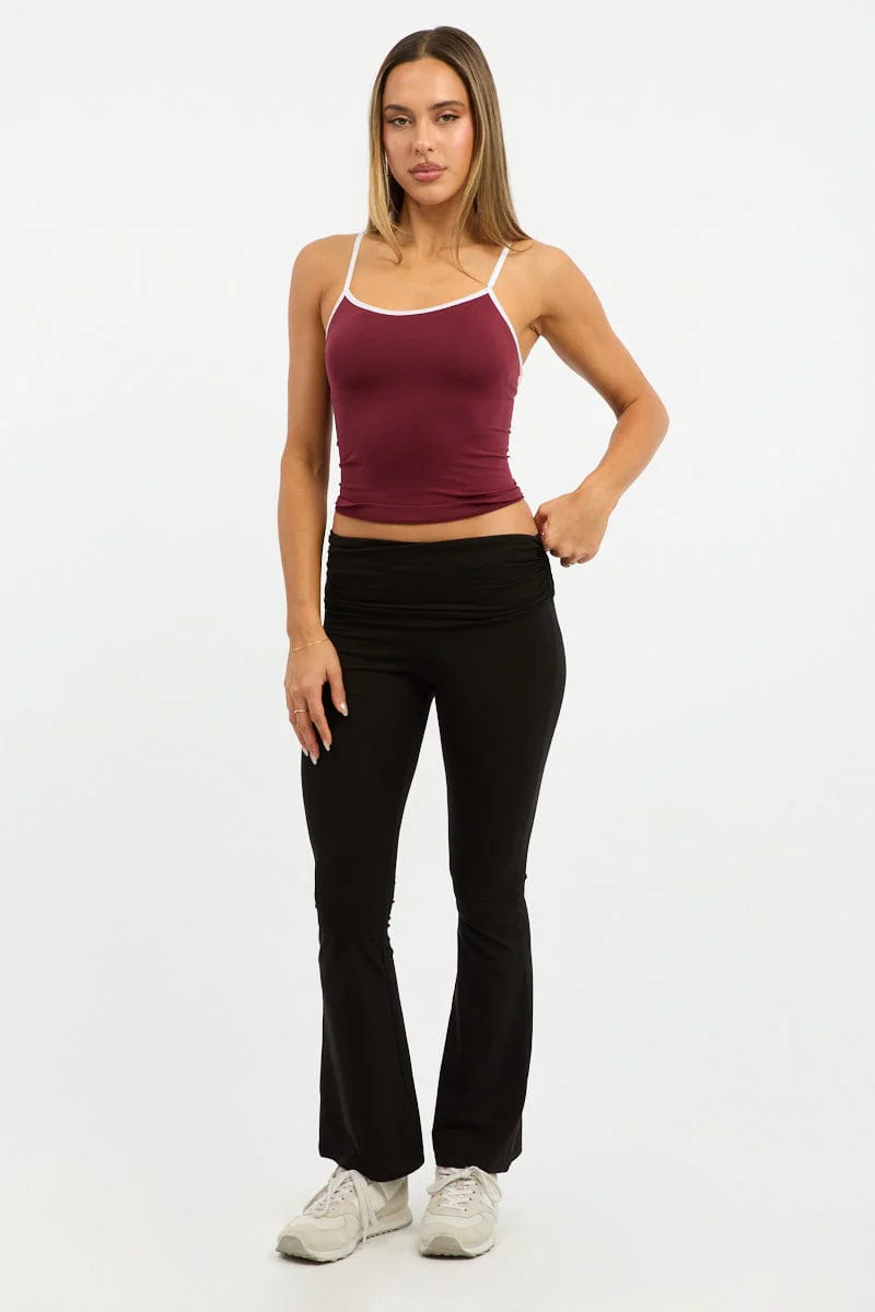 Red Singlet Top Contrast Binding Seamless