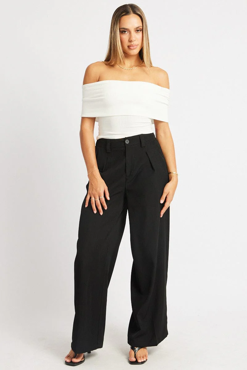 Black Wide Leg Pants High Rise