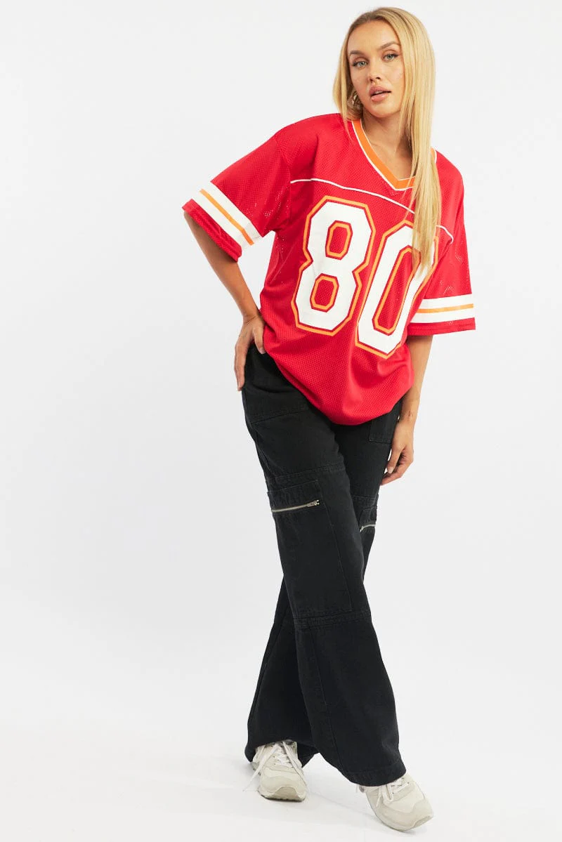 Red Sport Tee Short Sleeve