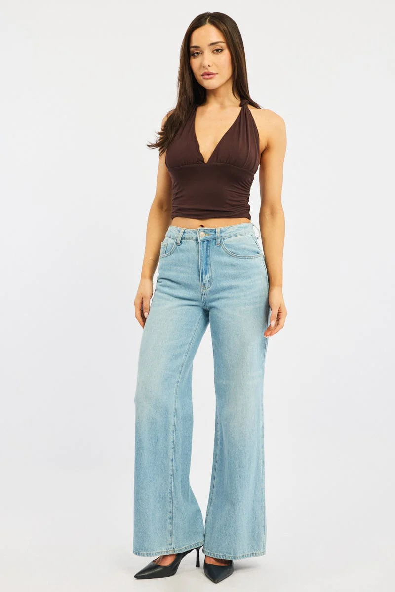 Brown Halter Neck Top