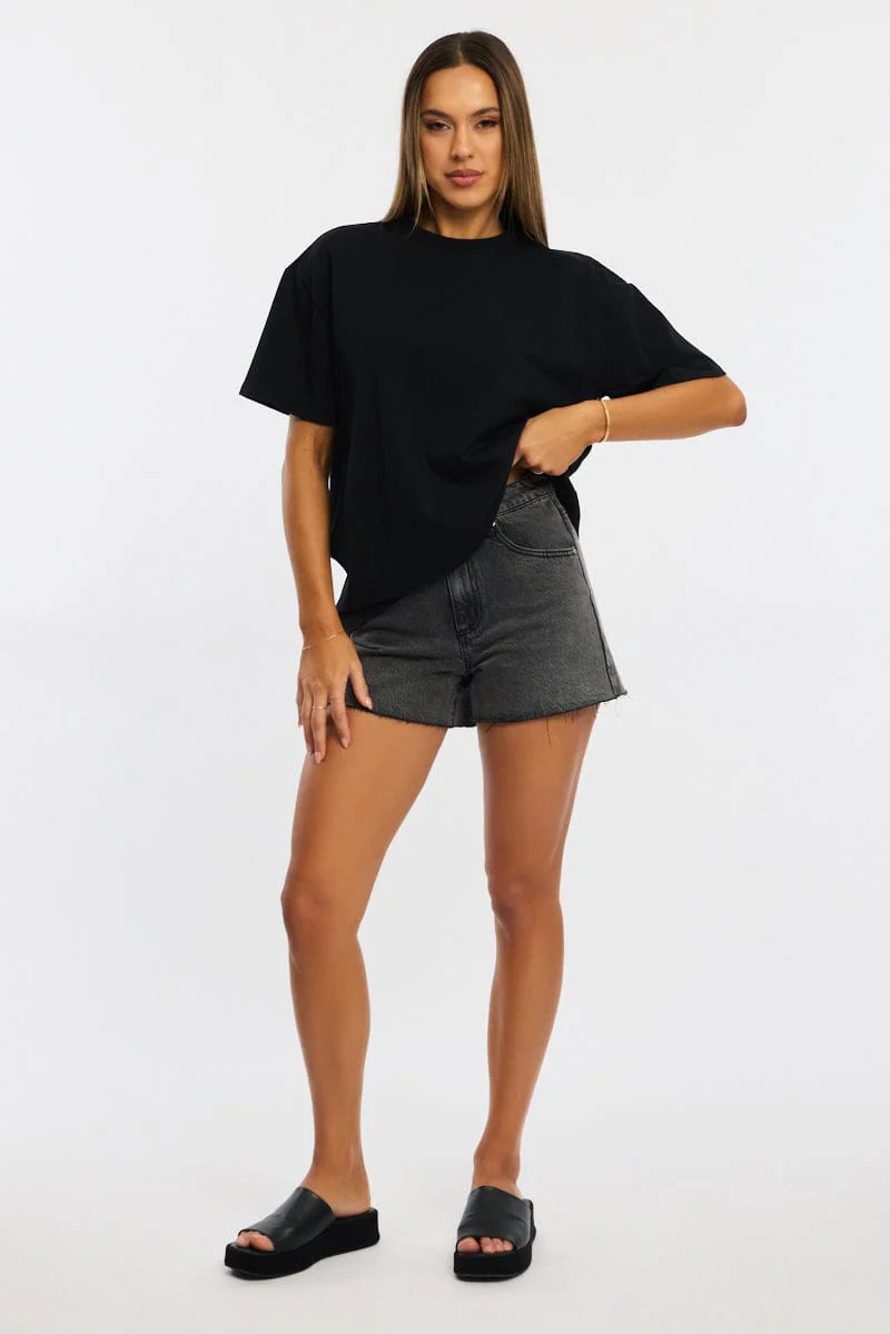 Black Oversized Tee Short Sleeve