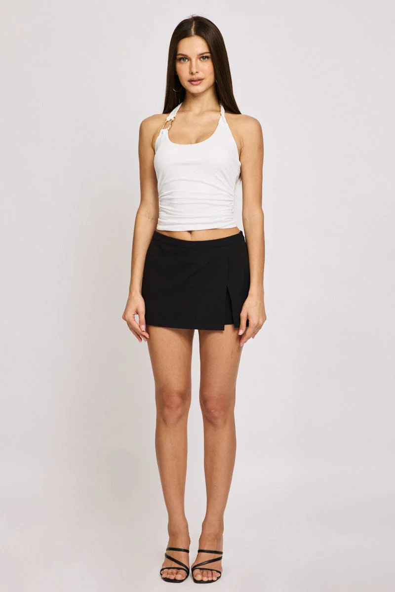 White Halter Neck Top
