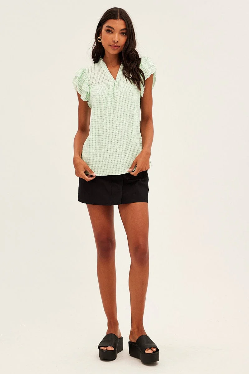 Green Ruffle Sleeve Top