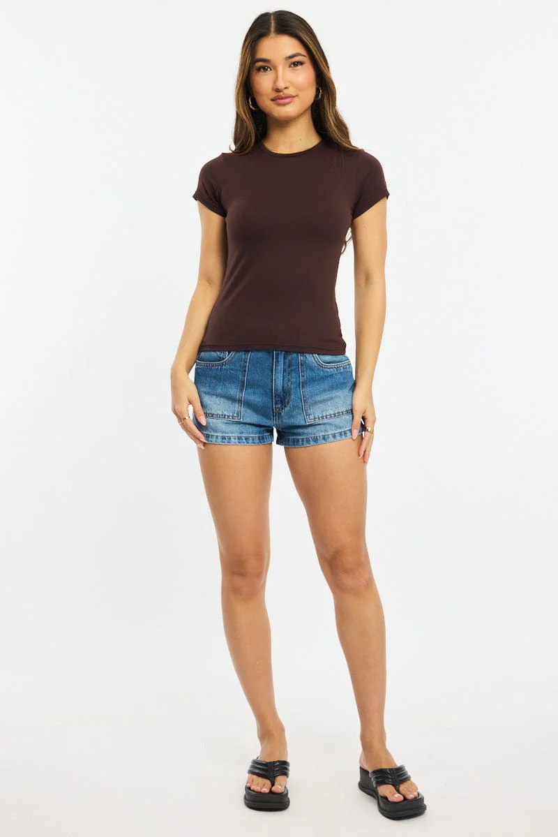Brown T-shirt Cap Sleeve Supersoft